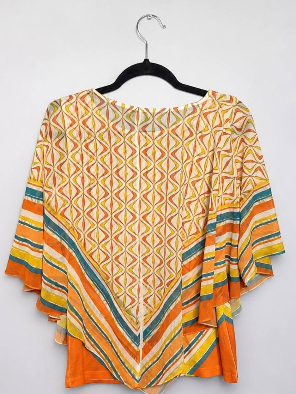 Orange Geometric Layered Top Size Medium